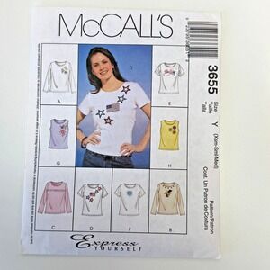 McCALLS 3655 Uncut Sewing Pattern T-Shirt Tee Shirt Pattern Tank Top XS SM MED